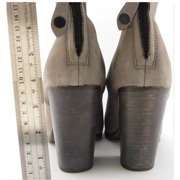 RAG&BONE Light Gray Leather Cap Toe Block Heel Ankle Boots 40 Newbury - Picture 6 of 8